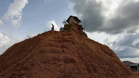 Single lonely house on a top Stock-Footage 127510634