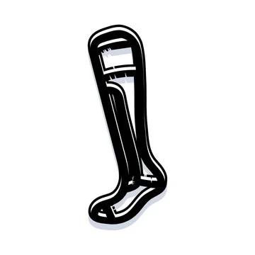Single long black sock comic book art Stock Illustration