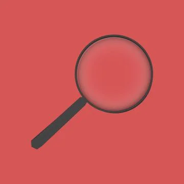 Single magnifier on red background, flat design magnifier Stock Illustration