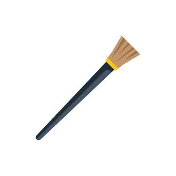 Single makeup brush with black handle angled view Illustration