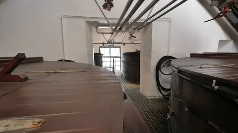 Single Malt whisky fermentation process - wooden washbacks Stock Footage 97616822