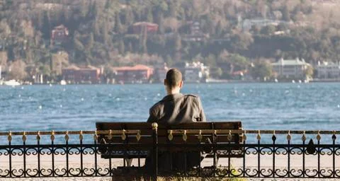 Single man bench 库存照片