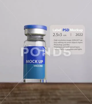 Single medical vial for injection isolated on gray background mock-up series PSD Template