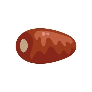 Single medjool date fruit with syrup drizzling down its side Stock Illustration