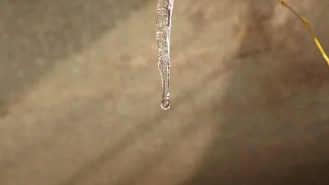 A single melting icicle Stock Footage 98274325