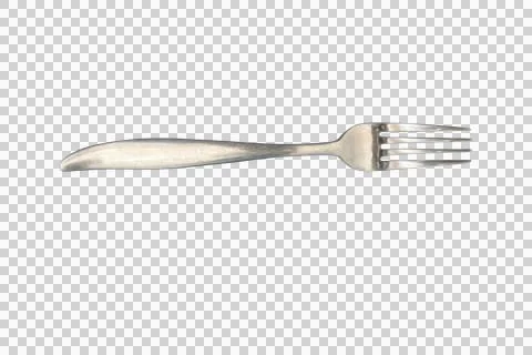 A single metal fork with four tines isolated on a clean white background Stock Photos