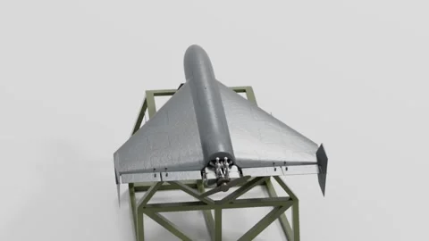 Single Military Combat Drone Mounted On Storage Rack 库存影片 332748554