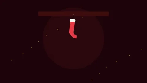 A single minimalist red christmas stocking hanging against a dark background Stockbeeldmateriaal 338310312