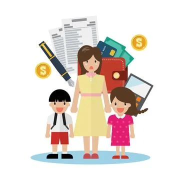 Single mom with financial problem Stock Illustration