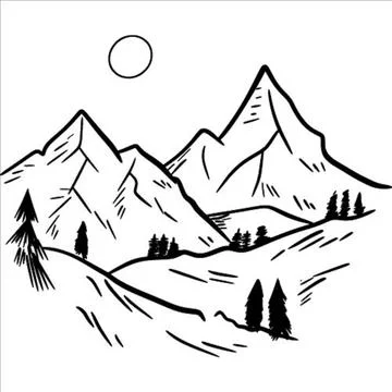 Single mountain silhouette. Mountain vector. Mountain silhouette - vector icon Stock Illustration