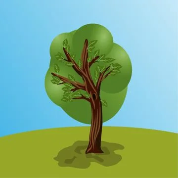 Single nature tree landscape Illustrazione stock