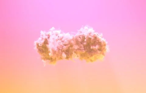 Single nice large cumulus cloud at sundown . cg nature 3D illustration イラスト素材