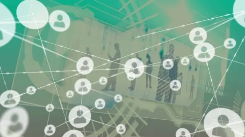 Single node appearing and causing avatars linking and growing into dense Stock Footage 333019100
