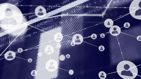 Single node appearing, nodes on grid growing and linking, camera panning and Stock Footage 328657012
