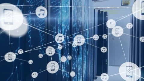 Single node appearing, nodes spawning and linking, expanding forward showing Stock-Footage 329787971