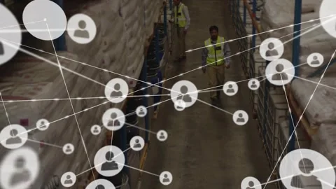 Single node popping aisle causing network overlay, staff walking, tracking stock Stock Footage 332281356