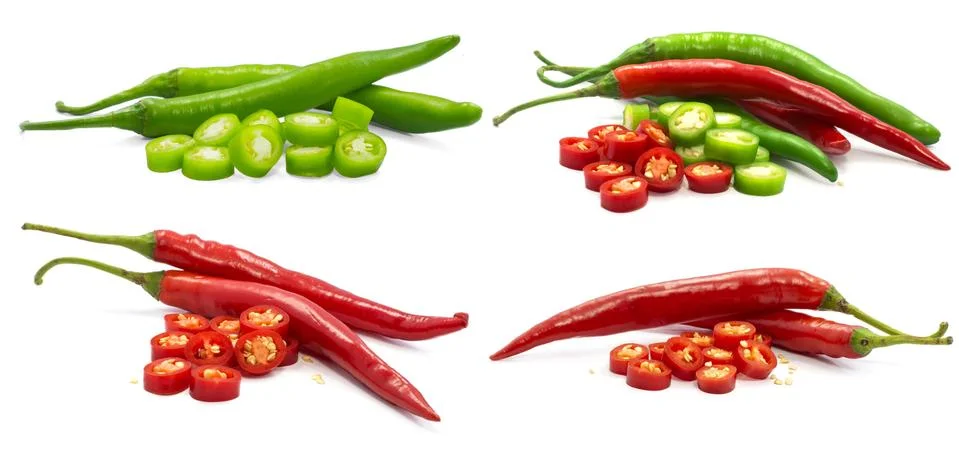 Single object of Fresh chili peper isolated on white background Stock Photos