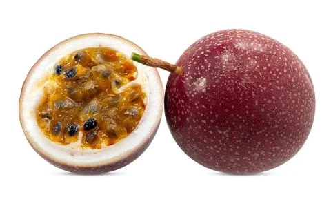 Single object of Passion fruit isolated on white background Stock Photos