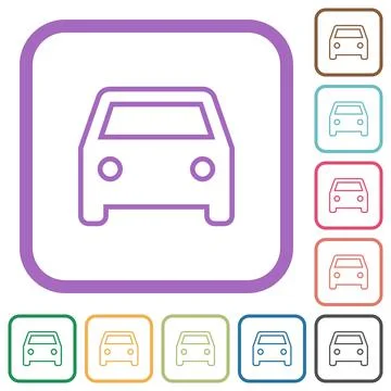 Single old car front view outline simple icons Stock Illustration