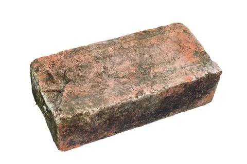Single old red brick on white background Stock Photos