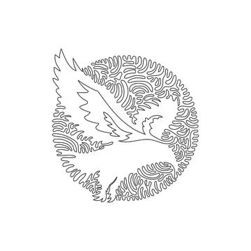Single one curly line drawing of strong hawk claws Stock Illustration