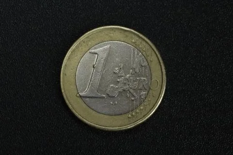 Single One Euro tails side coins macro money Europe close up Stock Photos