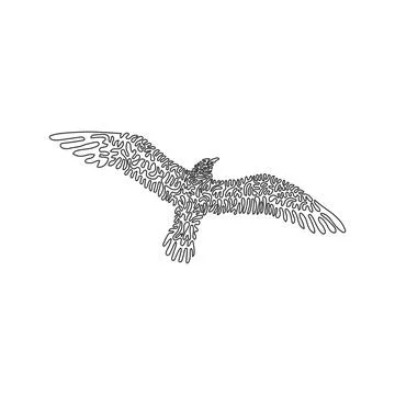Single one line drawing of abstract art. Most gulls are carnivores Illustrazione stock
