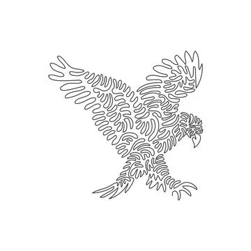 Single one line drawing abstract art. Eagle ready to catch prey Stock Illustration