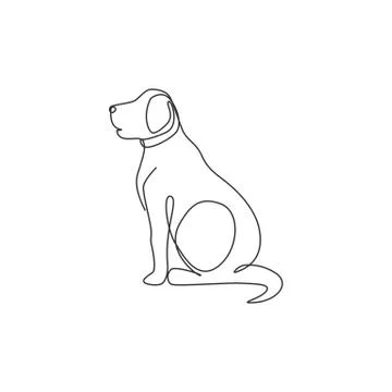 Single one line drawing of adorable labrador retriever dog for logo identity Stock-Illustration