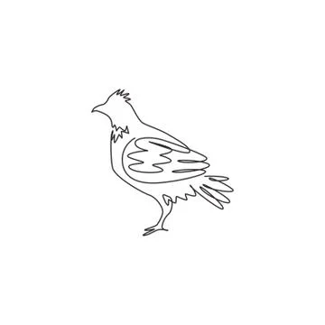 Single one line drawing of adorable grouse bird for foundation logo identity Stock Illustration