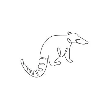 Single one line drawing of beautiful coati  for company logo identity 스톡 일러스트