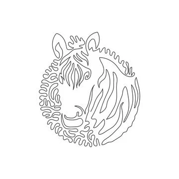 Single one line drawing of beautiful zebra abstract art. Stock Illustration