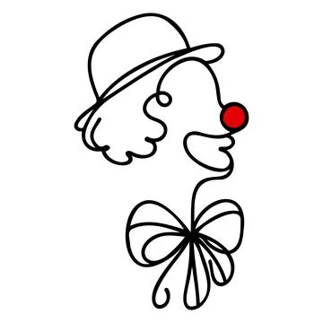 Single one line drawing of the clown line art logo Stock Illustration