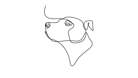 Single one line drawing of cute beagle dog for company logo identity. Purebred d 스톡 동영상 145888734