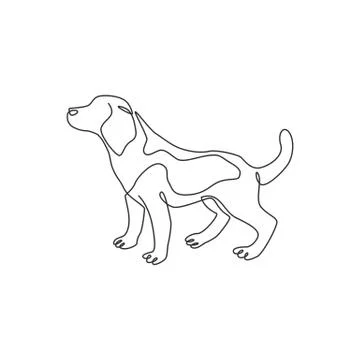 Single one line drawing of cute beagle dog for company logo identity Stock Illustration