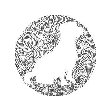 Single one line drawing of cute dog sitting abstract art. Stock Illustration