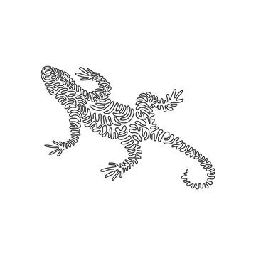 Single one line drawing of exotic lizard abstract art. Stock Illustration