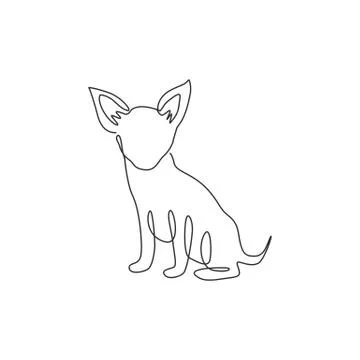 Single one line drawing of funny chihuahua dog for company logo identity Illustrazione stock