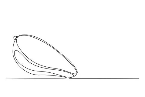 Single one line drawing of half sliced healthy organic mangoes for orchard .. Stock Illustration
