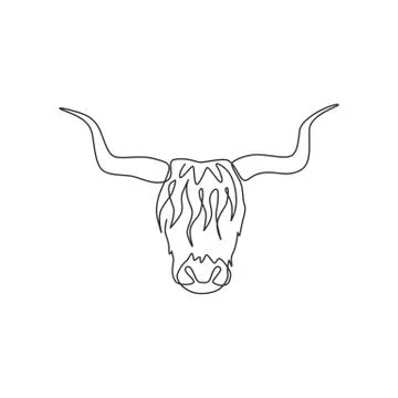 Single one line drawing of manly yak head for company logo identity Illustrazione stock