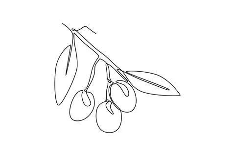 Single one line drawing of pile healthy organic olive fruit for orchard log.. Stock Illustration