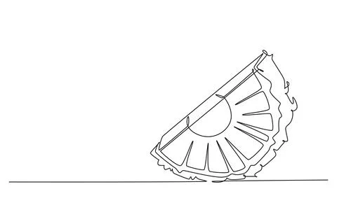 Single one line drawing slice healthy organic pineapple for orchard logo id.. Stock Illustration