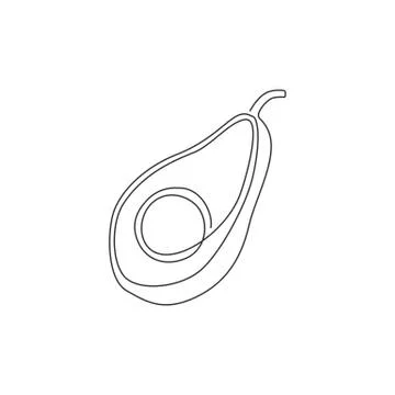 Single one line drawing of sliced healthy organic avocado for orchard logo Stock-Illustration