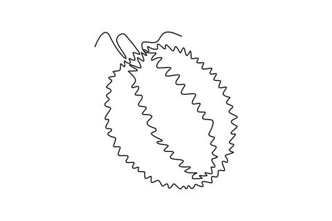 Single one line drawing whole healthy organic durian for orchard logo ident.. イラスト素材