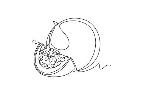Single one line drawing whole and sliced healthy organic passion fruit for .. Stock-Illustration