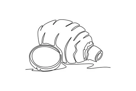 Single one line drawing of whole healthy organic taro for farm logo identit.. Stock Illustration