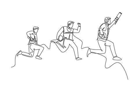 Single one line drawing young happy worker construction and architect jumpi.. Stock Illustration