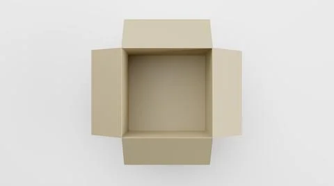 Single Open Cardboard Box For Package, Shipping and Delivery, With Signs Stock-Illustration