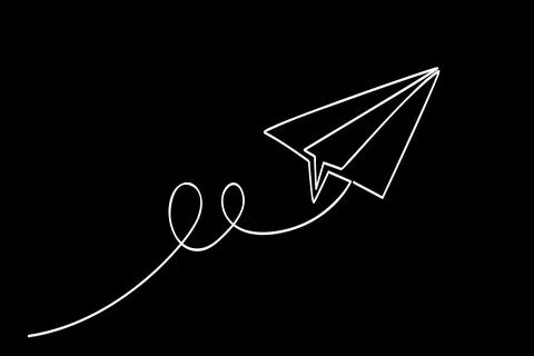 Single or continuous line of vector paper plane Stock Illustration