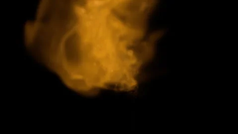 A Single Orange Flame Turns Into a Fire Ball Against a Black Background Stock Footage 270310272